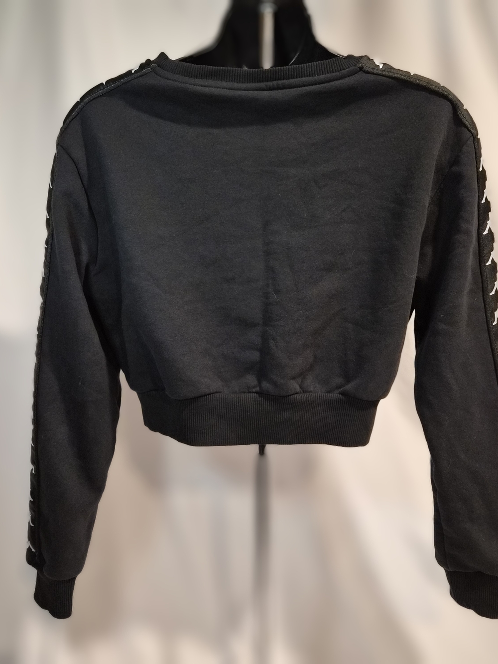 Kappa 222 Banda Logo Taping Cropped Sweatshirt -‎ Black/White Small - Picture 4 of 10